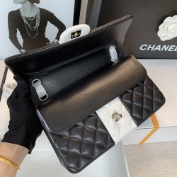 Chanel Flap Bag Black and White For Women 9.8in/25cm