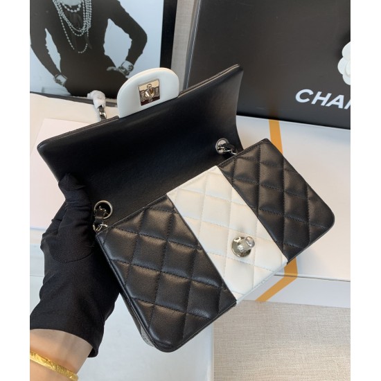 Chanel Flap Bag Black and White For Women 9.8in/25cm