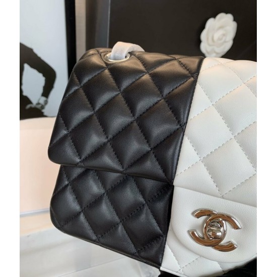 Chanel Flap Bag Black and White For Women 9.8in/25cm