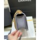 Chanel Boy Handbag Dark Grey Gold Toned Hardware For Women 9.8in/25cm