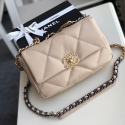 Chanel 19 Flap Bag Beige For Women 10.1in/26cm