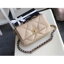 Chanel 19 Flap Bag Beige For Women 10.1in/26cm