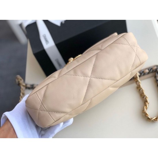 Chanel 19 Flap Bag Beige For Women 10.1in/26cm