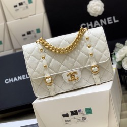 Chanel Co Co Shoulder Bag Gold Chain White For Women 9.8in/25cm