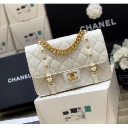 Chanel Co Co Shoulder Bag Gold Chain White For Women 9.8in/25cm