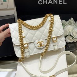 Chanel Co Co Shoulder Bag Gold Chain White For Women 9.8in/25cm