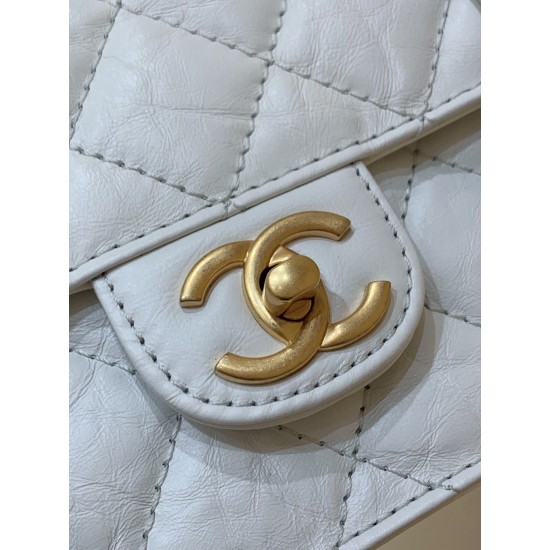 Chanel Co Co Shoulder Bag Gold Chain White For Women 9.8in/25cm