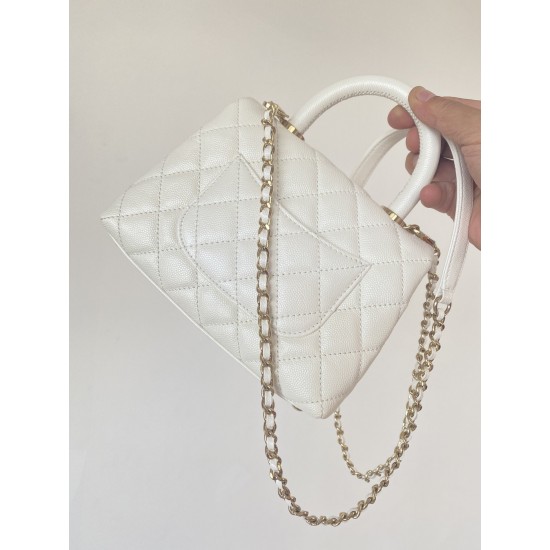 Chanel Mini Flap Bag Top Handle White For Women 7.5in/19cm