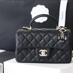 Chanel Flap Bag Mini Doll Handle Bag 20cm Black