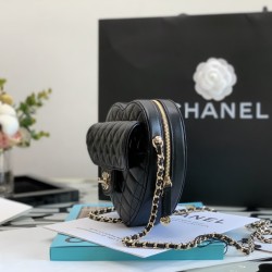 Chanel Mini Heart Bag Black For Women 7in/18cm AS3191 B07958 94305