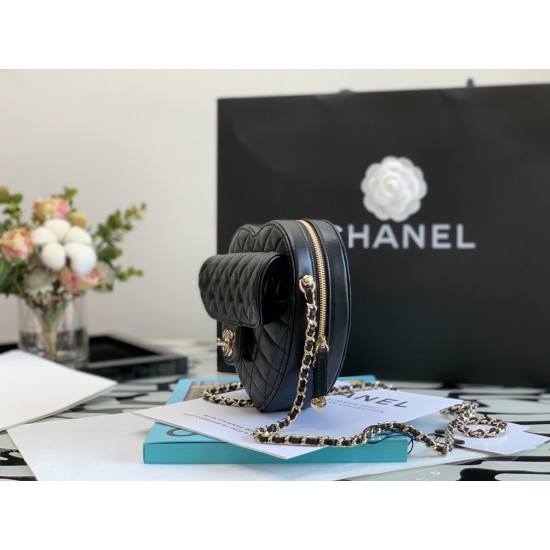 Chanel Mini Heart Bag Black For Women 7in/18cm AS3191 B07958 94305