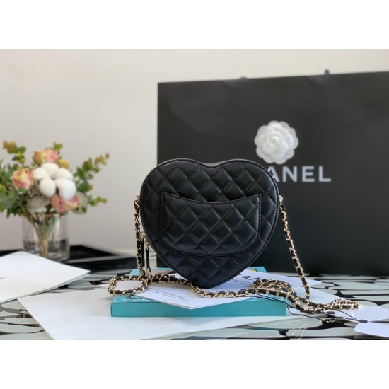 Chanel Mini Heart Bag Black For Women 7in/18cm AS3191 B07958 94305