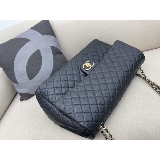 Chanel CoCo Luggage Gold Toned Hardware 46cm Black For Women