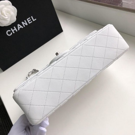 Chanel Classic HandBag White For Women 9.9in/25.5cm A01112