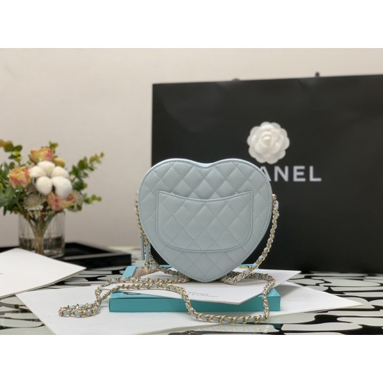 Chanel Mini Heart Bag Grey For Women 7in/18cm AS3191 B07958