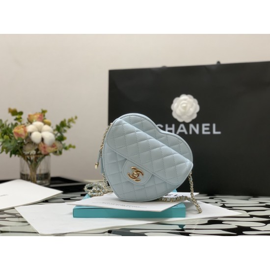 Chanel Mini Heart Bag Grey For Women 7in/18cm AS3191 B07958