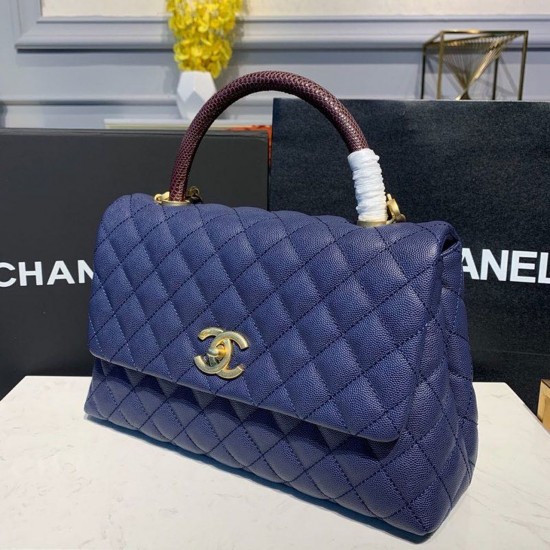 Chanel Large Flap Bag With Top Handle Blue For Women, Women’s Handbags, Shoulder And Crossbody Bags 11in/28cm A92991