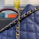 Chanel Large Flap Bag With Top Handle Blue For Women, Women’s Handbags, Shoulder And Crossbody Bags 11in/28cm A92991