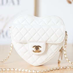 Chanel Mini Heart Bag White For Women 7in/18cm AS3191 B07958 10601