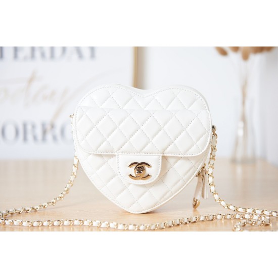 Chanel Mini Heart Bag White For Women 7in/18cm AS3191 B07958 10601