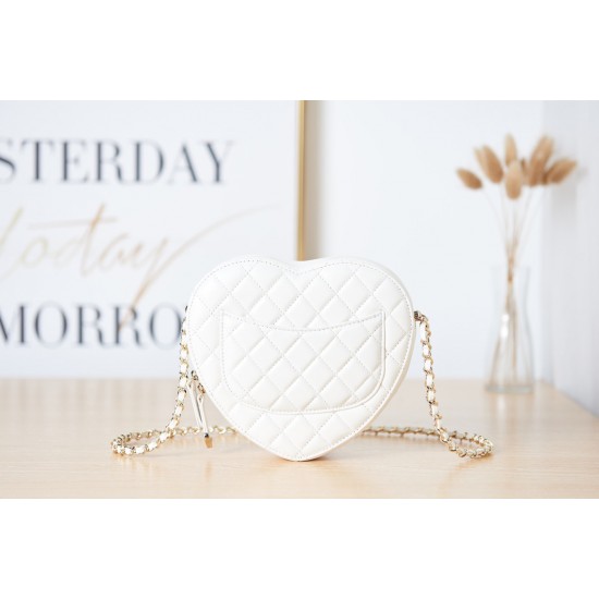 Chanel Mini Heart Bag White For Women 7in/18cm AS3191 B07958 10601