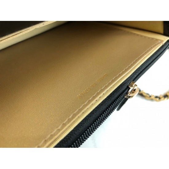 Chanel Flap Bag Gold Toned Hardware Black For Women 7.4in/19cm