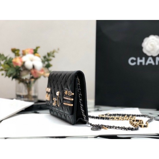 Chanel Flap Bag Gold Toned Hardware Black For Women 7.4in/19cm