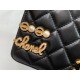 Chanel Flap Bag Gold Toned Hardware Black For Women 7.4in/19cm