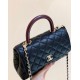 Chanel Medium Flap Bag With Top Handle Navy Blue For Women, Women’s Handbags, Shoulder And Crossbody Bags 9in/23cm A92990