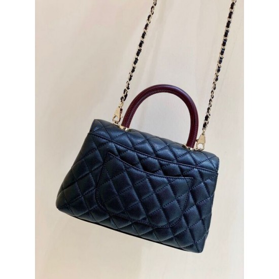 Chanel Medium Flap Bag With Top Handle Navy Blue For Women, Women’s Handbags, Shoulder And Crossbody Bags 9in/23cm A92990