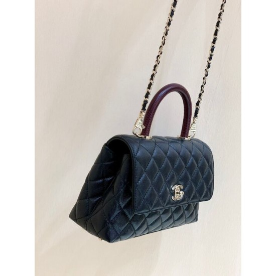 Chanel Medium Flap Bag With Top Handle Navy Blue For Women, Women’s Handbags, Shoulder And Crossbody Bags 9in/23cm A92990