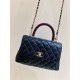 Chanel Medium Flap Bag With Top Handle Navy Blue For Women, Women’s Handbags, Shoulder And Crossbody Bags 9in/23cm A92990