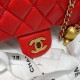 Chanel Flap Bag With CC Ball On Strap Red For Women, Women’s Handbags, Shoulder And Crossbody Bags 7.8in/20cm AS1787