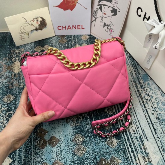 Chanel 19 Handbag 26cm Pink For Women AS1160