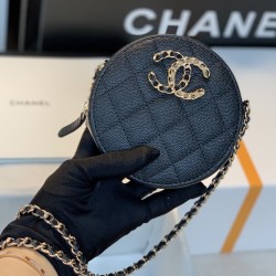 Chanel Round Bag Crossbody Black For Women 4.7in/12cm