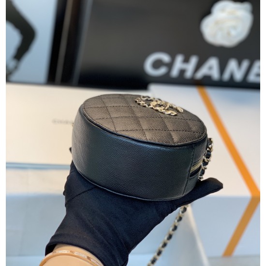 Chanel Round Bag Crossbody Black For Women 4.7in/12cm