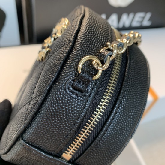 Chanel Round Bag Crossbody Black For Women 4.7in/12cm