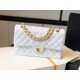 Chanel Classic Medium Flapbag Golden Hardware White 10in/25.5cm