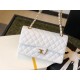 Chanel Classic Medium Flapbag Golden Hardware White 10in/25.5cm