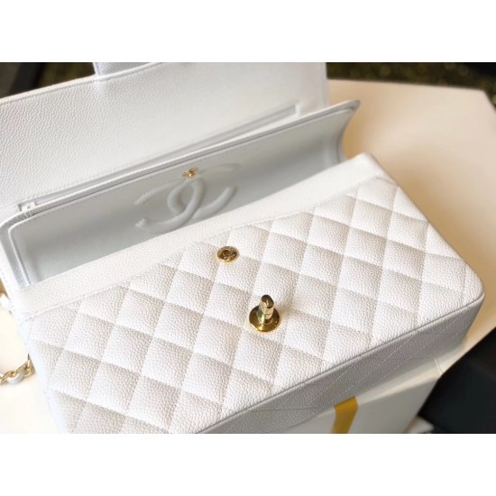 Chanel Classic Medium Flapbag Golden Hardware White 10in/25.5cm