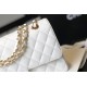 Chanel Classic Medium Flapbag Golden Hardware White 10in/25.5cm