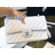 Chanel Classic Medium Flapbag Silver Hardware White 10in/25.5cm