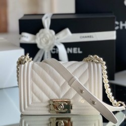 Chanel Mini Boy Flapbag White For Women 5.9in/15cm