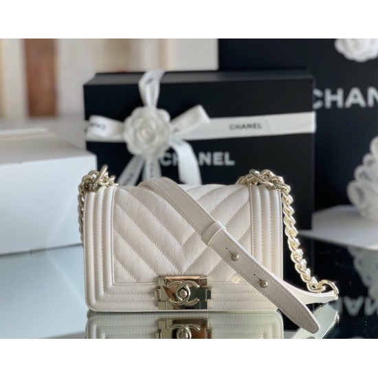 Chanel Mini Boy Flapbag White For Women 5.9in/15cm