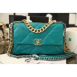 Chanel 19 Handbag 26cm Teal For Women AS1160