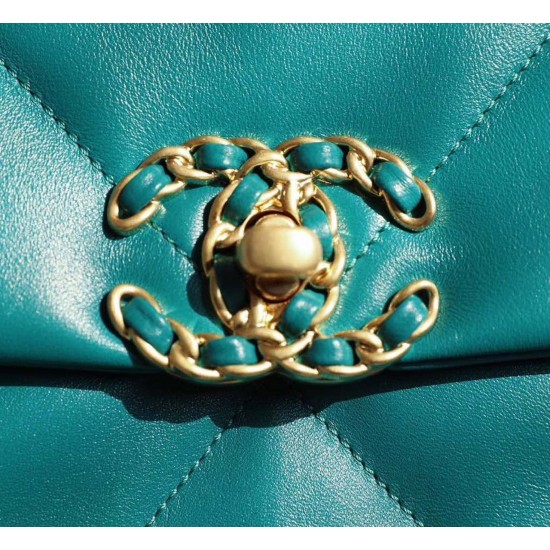 Chanel 19 Handbag 26cm Teal For Women AS1160