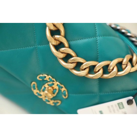 Chanel 19 Handbag 26cm Teal For Women AS1160