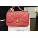 Chanel 19 Handbag 26cm Rose Pink For Women AS1160