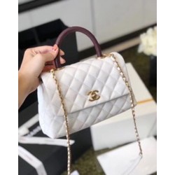 Chanel Coco Handle Quilted Lizard Handle Bag 24cm Caviar Leather Gold Hardware Spring/Summer Act 1 Collection, White