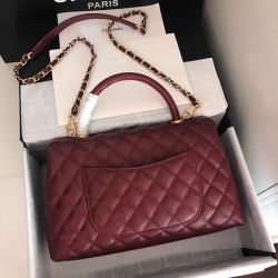 Chanel Handbag With Top Handle Dark Red For Women 11in/28cm